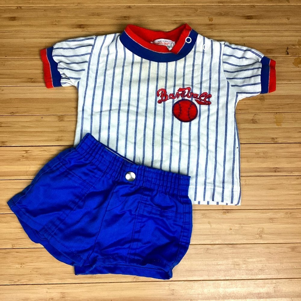 Vintage Health-Tex Two Piece Baseball Outfit 9 Months